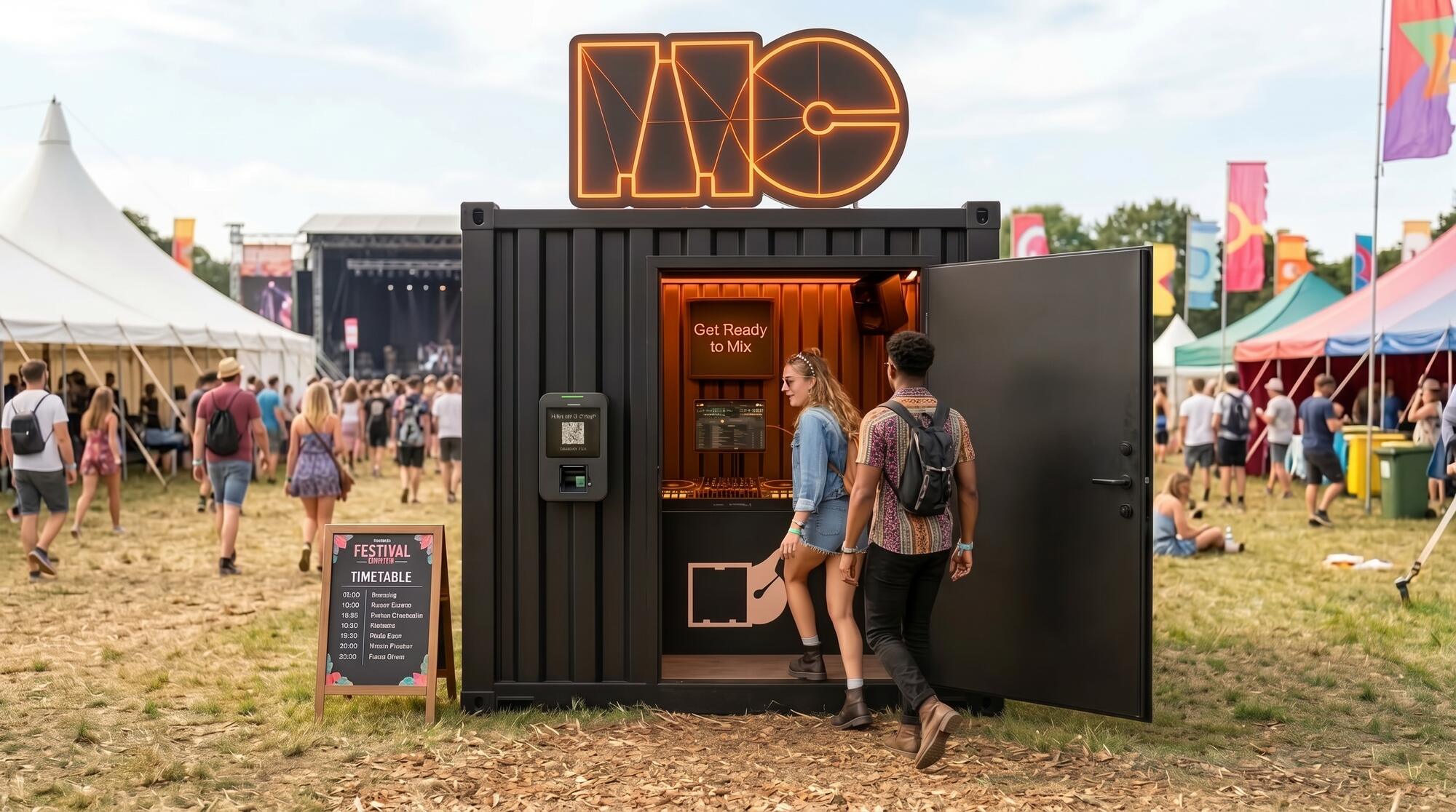A MixClub booth on a festival site
